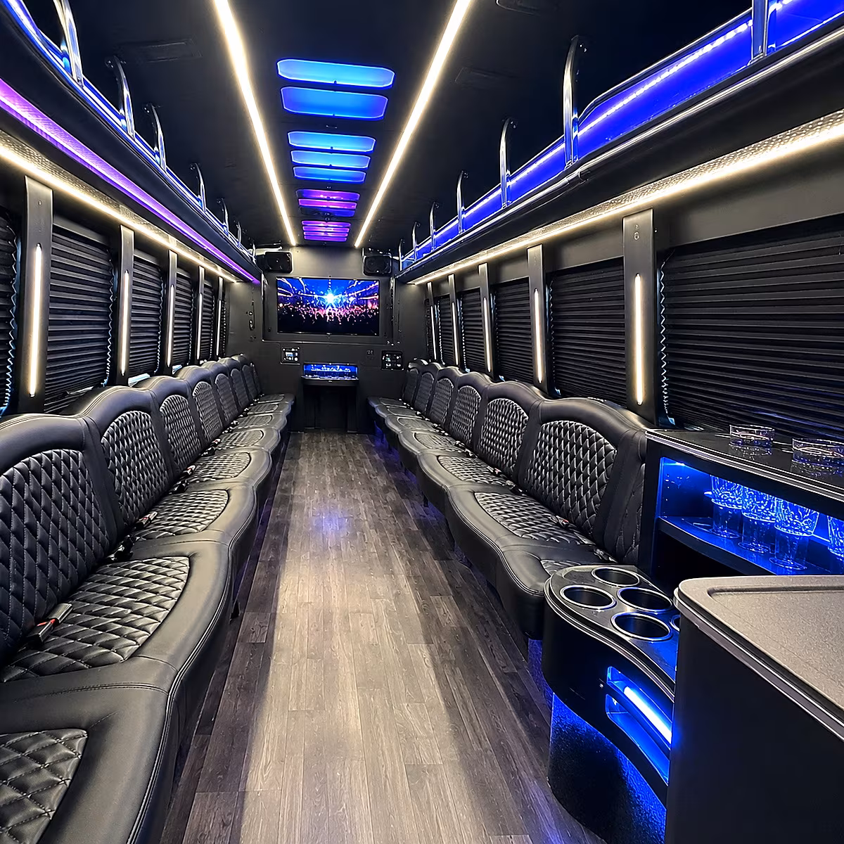 a party bus turns the ride to the show into part of the night