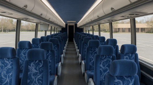 Interior of Charter Bus Company Palm Beach Gardens's 55 Passenger Charter Bus in Palm Beach Gardens