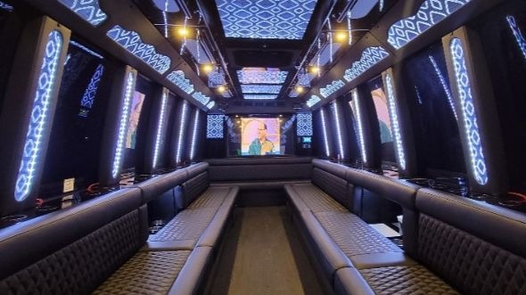 Interior of Charter Bus Company Hollywood's Party Bus in Hollywood