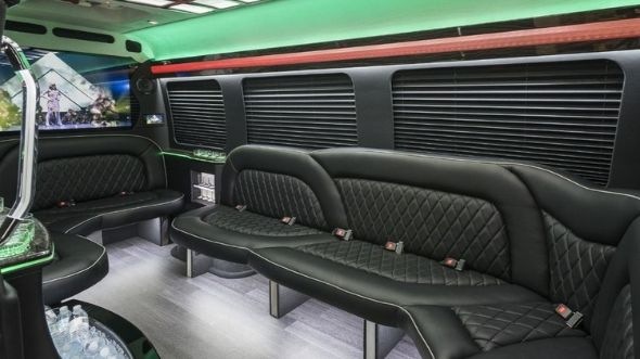 Interior of Charter Bus Company Jupiter's Sprinter Limo in Jupiter